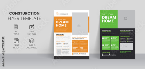 Construction flyer template and professional layout design