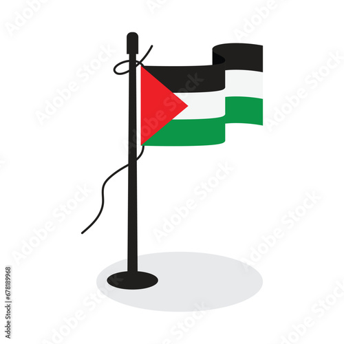 national flag of palestine with pole and waving icon vector illustration design