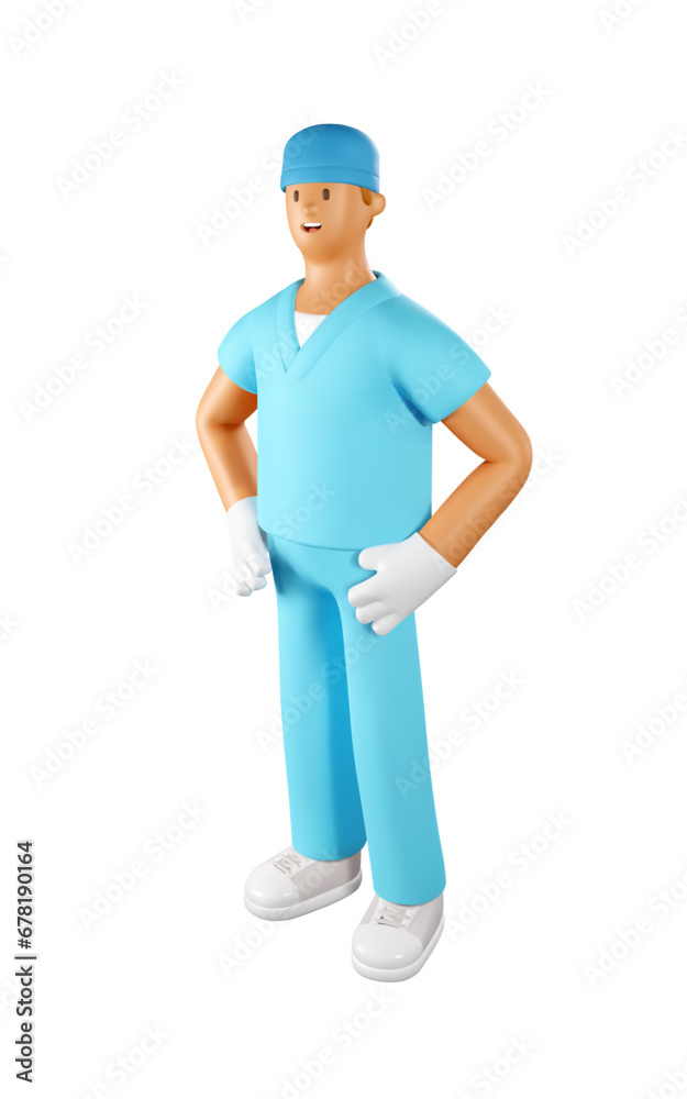 3D Orderly Vector Illustration. Cartoon Character of Male Nurse 3D Orderly Vector Illustration. Cartoon Character of Male Nurse