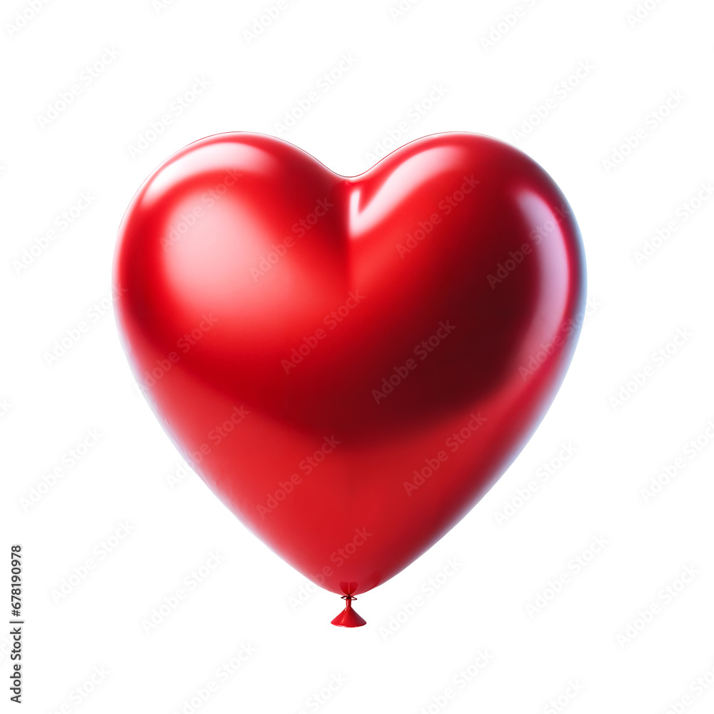 Red heart shaped balloon png, isolated on white or transparent background, hd