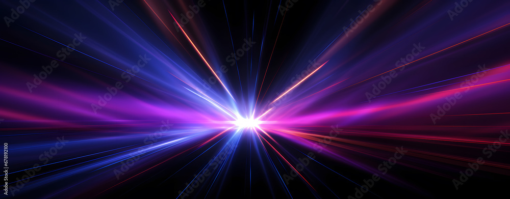 Glowing Blue and purple light rays on a black abstract background Glowing Blue and purple light rays on a black abstract background