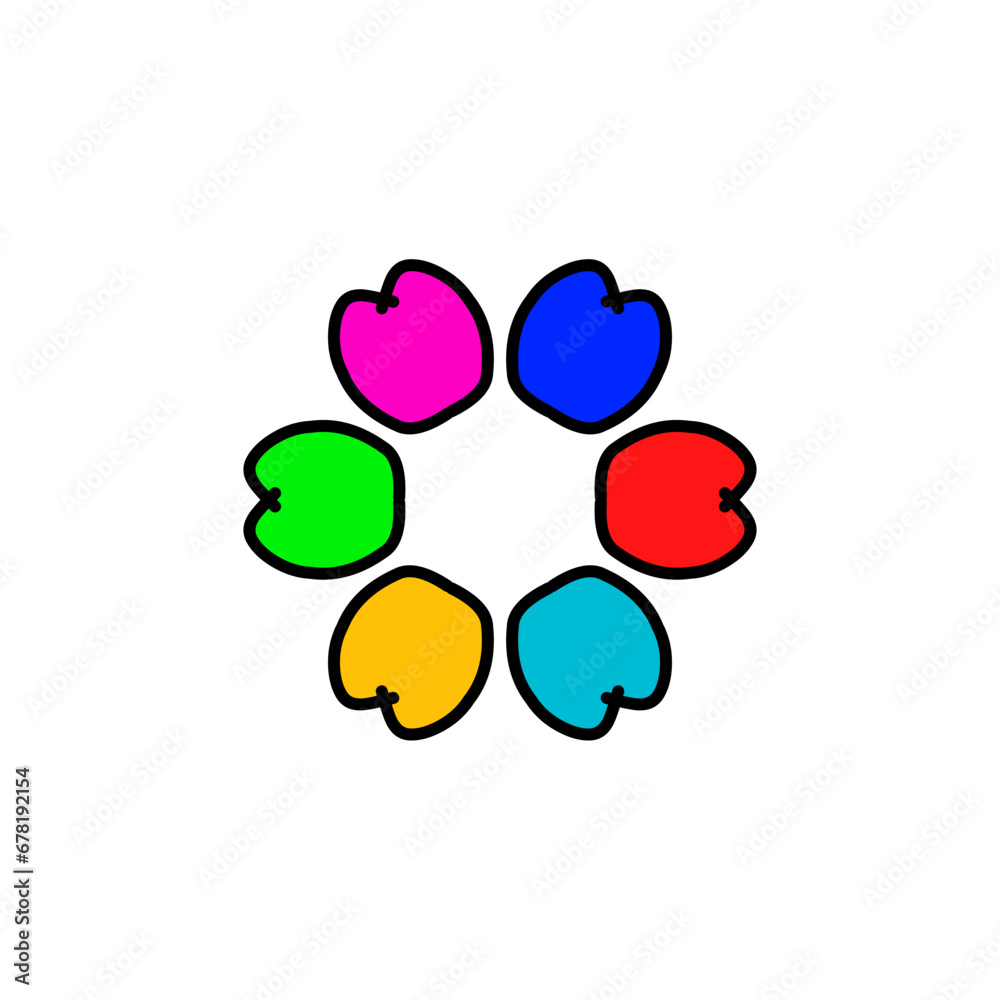 Colorful vector hearts with floral icon