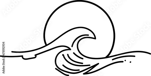 Sunset wave line illustration