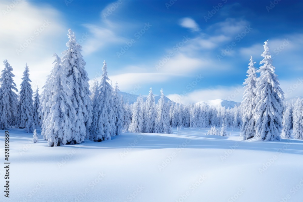 Winter snowy forest background. winter snow background