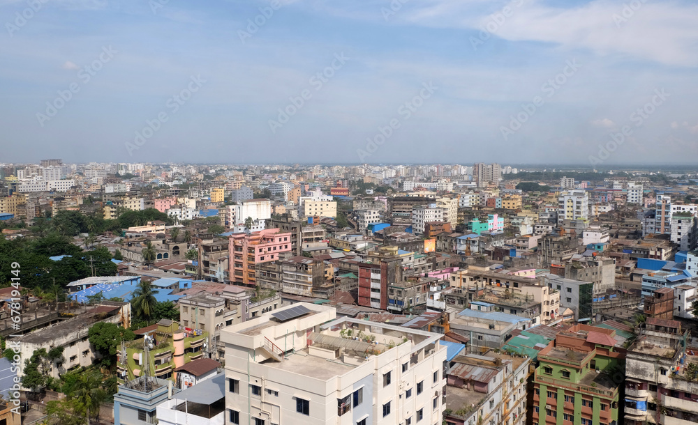 A beautiful sunny view of chittagong city. Top view of chittagong city,bangladesh.	