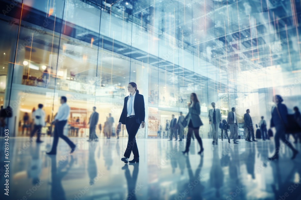 blurred people walking in a business center - blurred crowd of people blurred people walking in a business center - blurred crowd of people