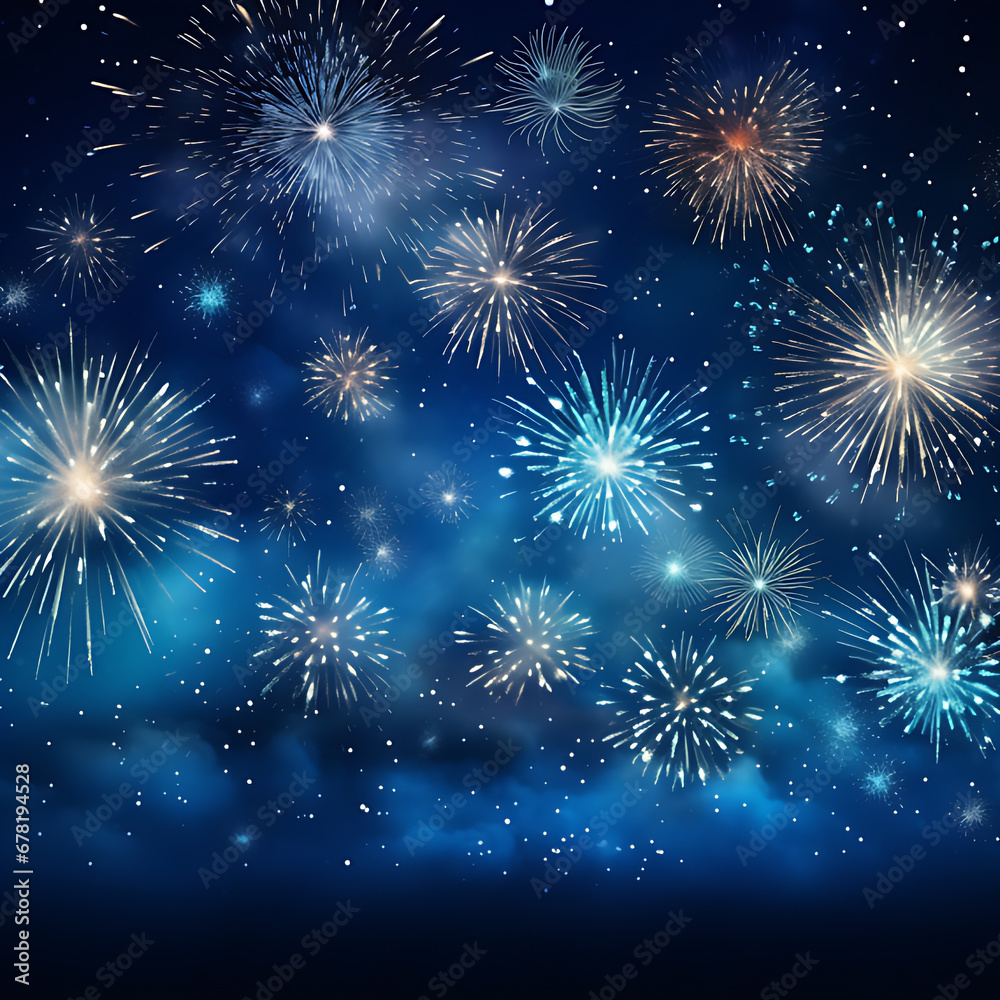 Abstract gold glitter background with fireworks - AI Generated