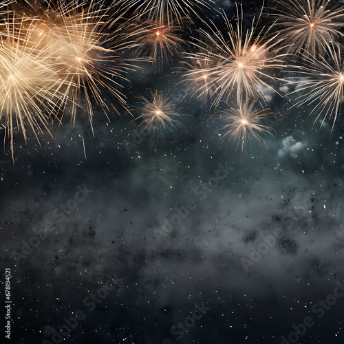 Abstract gold glitter background with fireworks - AI Generated