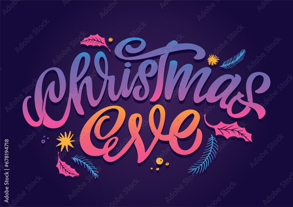© jane55 - Holiday poster. Winter card.Merry Christmas and happy new year - cute postcard. Lettering label for poster, banner, web, sale, t-shirt design. New year holiday greeting card.