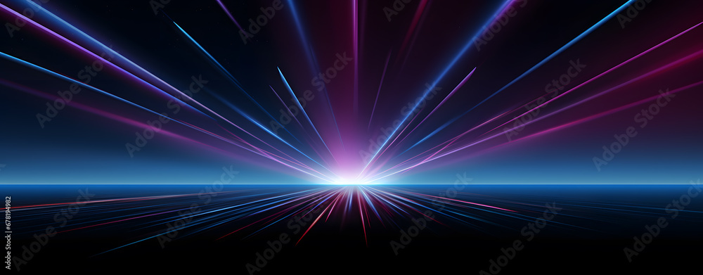 Glowing Blue and purple light rays on a black abstract background Glowing Blue and purple light rays on a black abstract background