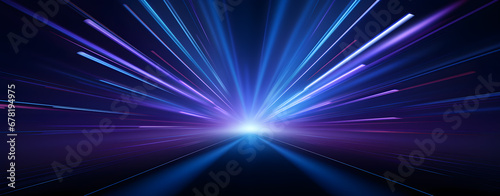 Glowing Blue and purple light rays on a black abstract background