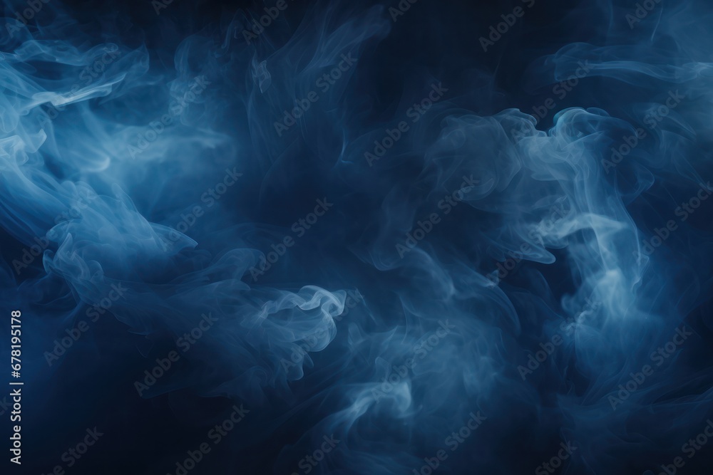Obraz premium Blue particle texture smoke background on dark black abstract background