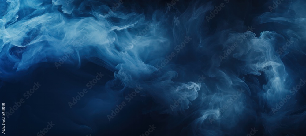 Blue particle texture smoke background on dark black abstract background