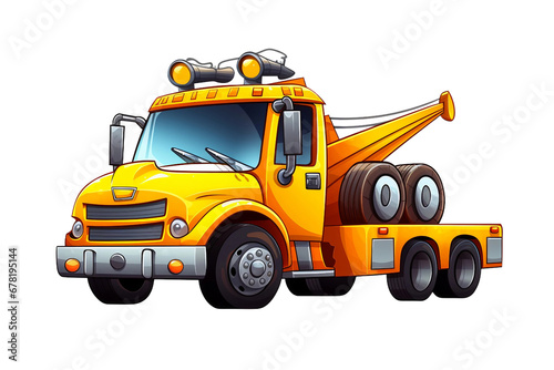 Cartoonish Tow Truck on White Background