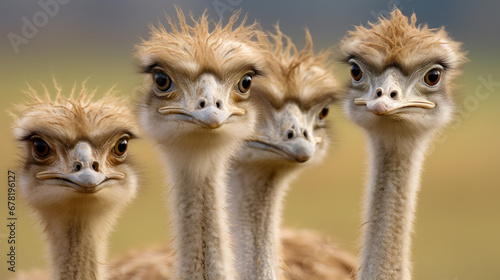 Ostrich Heads Close-up Portrait © ArgitopIA