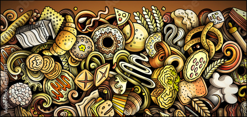 Cartoon vector doodle Bakery banner background