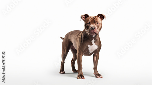 A pitbull on a white background photo