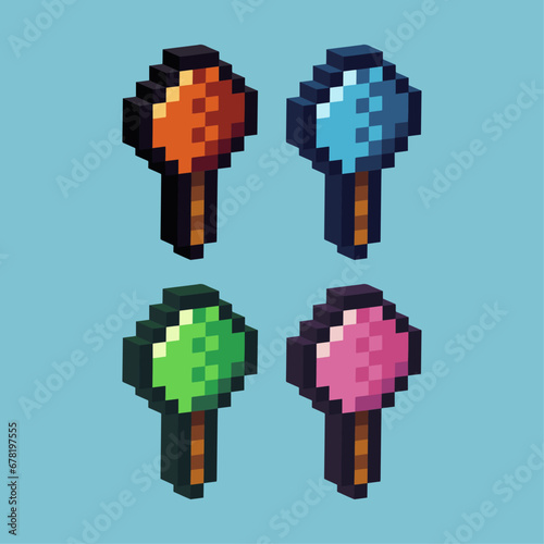 Isometric Pixel art 3d of pingpong bat sport for items asset. Ping Pong bat on pixelated style.8bits perfect for game asset or design asset element for your game design asset.