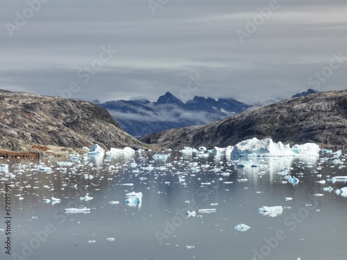 aerial view arctic ocean in greenland photo