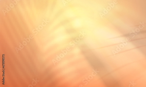 Tropical palm leaves shadow overlay on soft beige background. Realistic vector illustration of branch silhouettes or exotic plant foliage. Pastel wall with blurred leaf and sunlight from window.