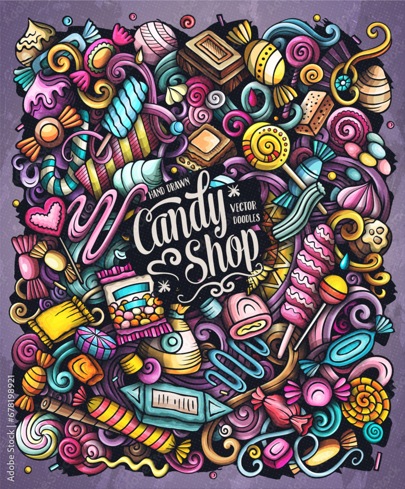 Sweet Candies cartoon vector doodle illustration.