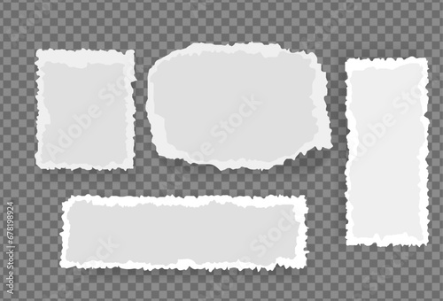A set of torn or ripped sheets of white paper. Scrapbook edge, notebook tear, or blank page separation vector illustration. banner background decor. your business. vetor 