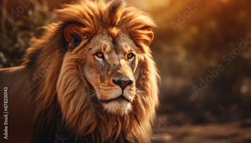 beautiful close up portrait of an african lion in the wild - wild life photography