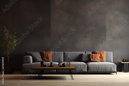 Modern dark home interior background © fledermausstudio