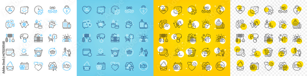 Vector icons set of Smile, Ice cream and Father day line icons pack for web with Elephant on ball, Sun protection, Sleep outline icon. Stop fishing, Baggage, Piggy sale pictogram. Vector Vector icons set of Smile, Ice cream and Father day line icons pack for web with Elephant on ball, Sun protection, Sleep outline icon. Stop fishing, Baggage, Piggy sale pictogram. Vector