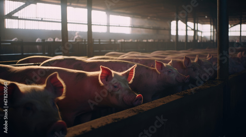 Élevage de cochons en batterie dans une porcherie photo