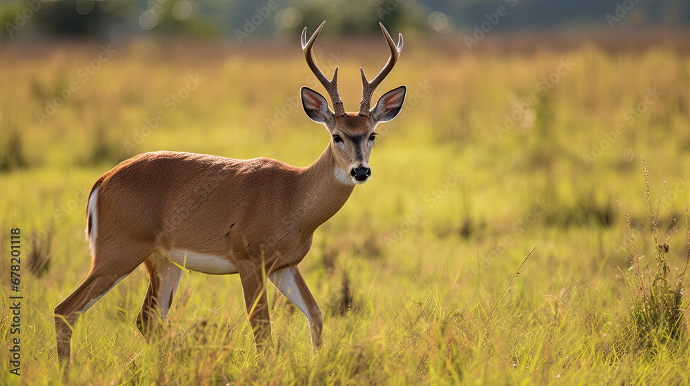 Close up of a Pampas deer in the meadow, Pampas deer in the fields Close up of a Pampas deer in the meadow, Pampas deer in the fields
