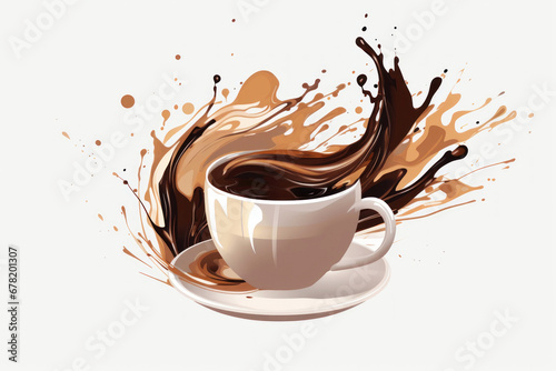 Photo of a delicious cup of coffee with a drizzle of chocolate goodness