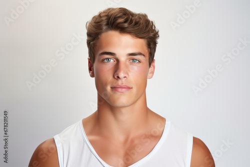 young man with flawless and radiant skin isolated - portrait of a handsome model man