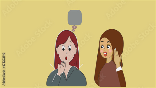 Illustration the girlfriends they whisper something.