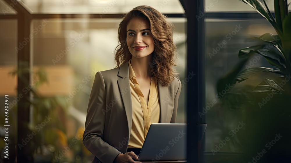 Fototapeta premium Businesswoman looking confident with laptop