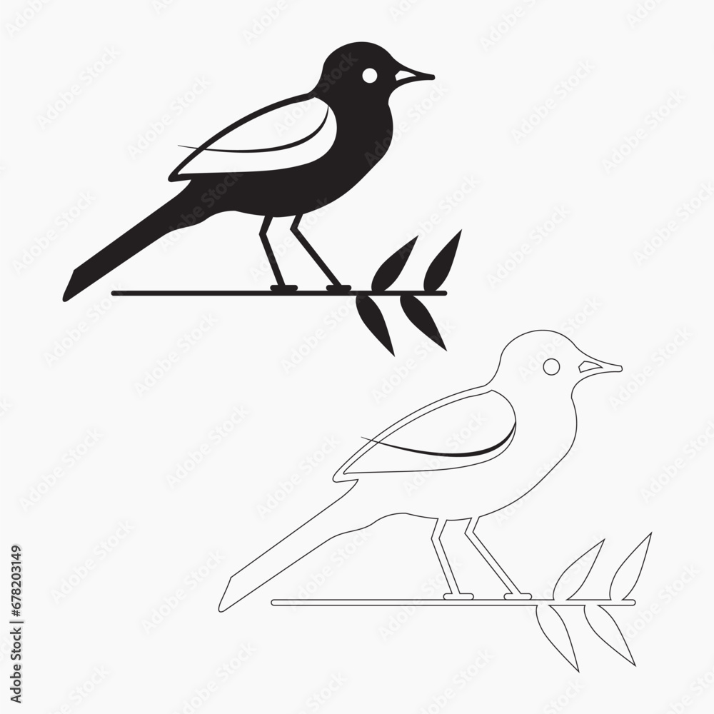 Obraz premium Bird illustration line art vector eps