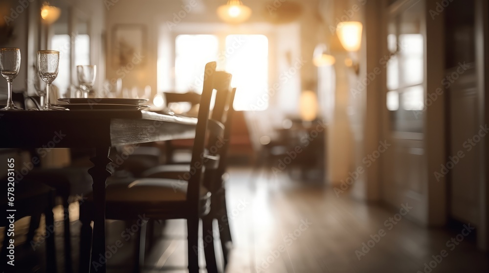 Dining room  blurred background unfocused AI generated illustration