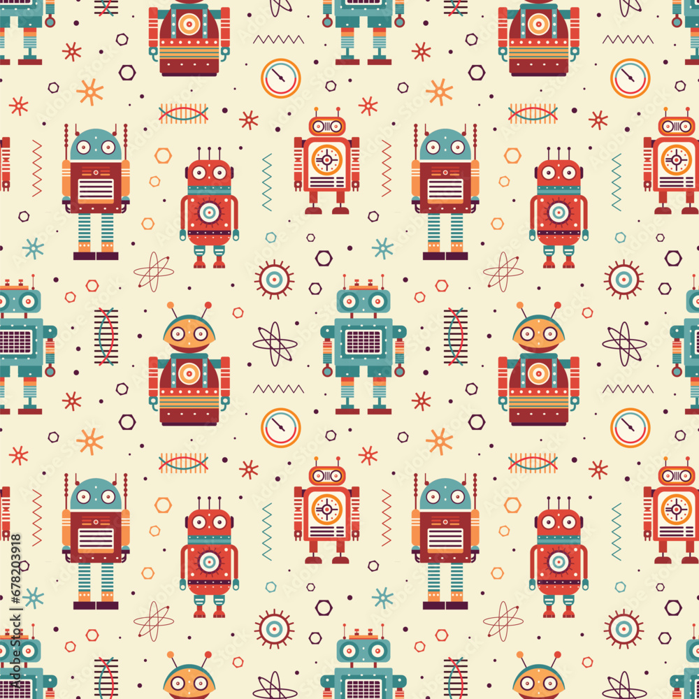 Retro Tin Toys and Vintage Robots Pattern