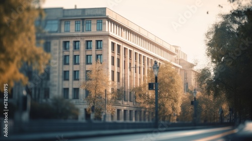 law building blurred background unfocused AI generated illustration