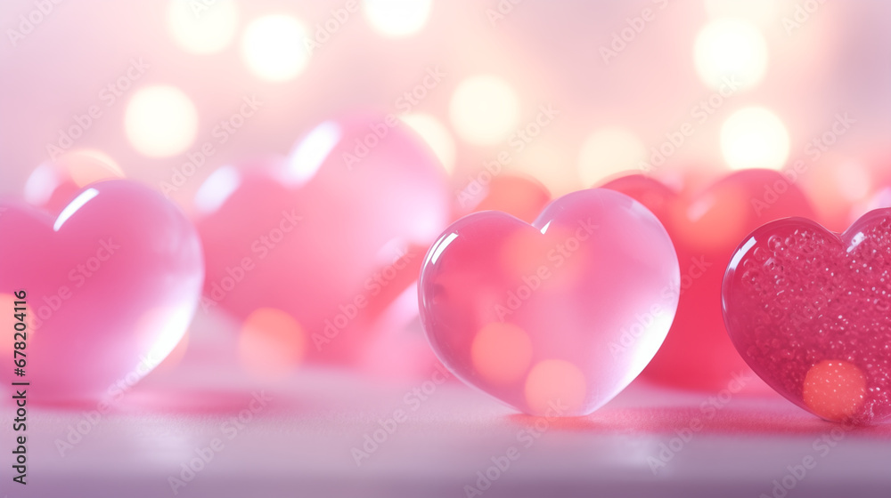 Romantic Hearts Bokeh Background: Softly Blurred with Glowing Light for Love Concept and Valentine's Day Atmosphere