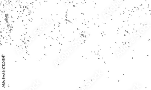 Abstract doted and confetti silver glitter particles splatter on transparent background. Luxury silver glitter confetti that floats down falling bokeh celebration background.