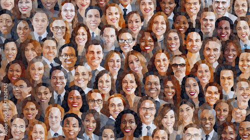 Mosaic of diverse businesspeople's faces.