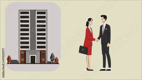 Illustration business woman and man the successful business.