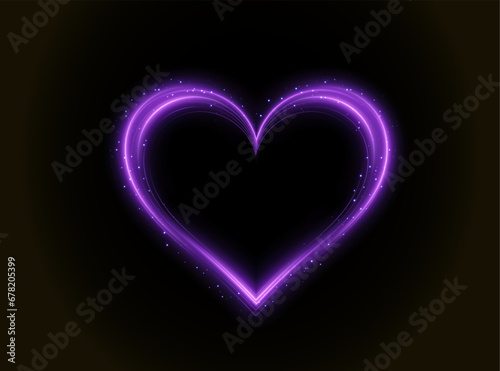 Heart pink with flashes isolated on transparent background. Light heart for holiday cards  banners  invitations. Heart-shaped blue wire glow. PNG vector  