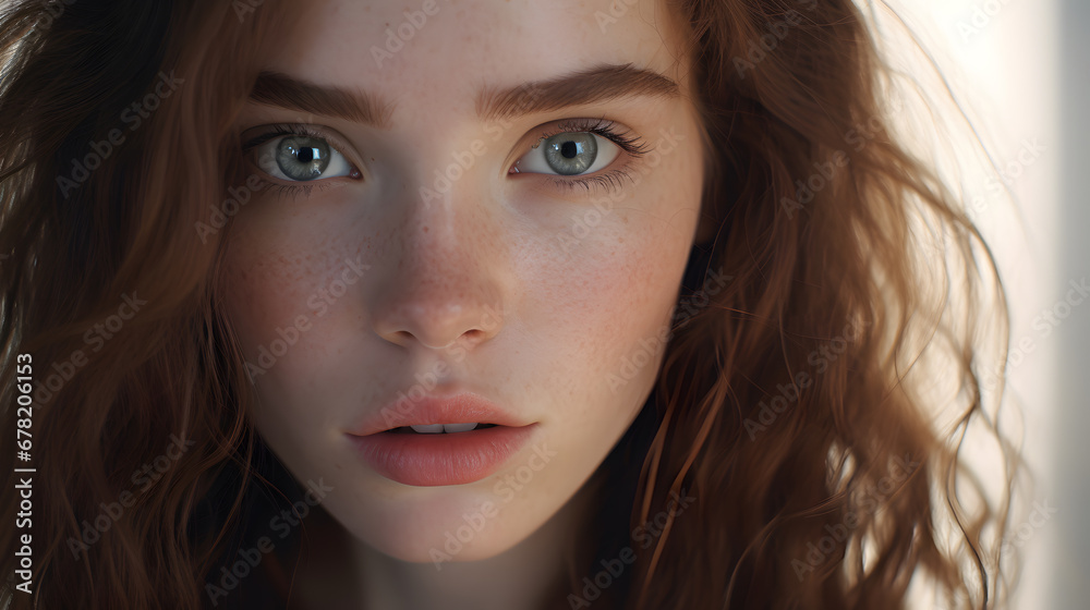 25 year old woman with radiant and fresh skin, photo shoot, beauty model, light background, close-up of face 25 year old woman with radiant and fresh skin, photo shoot, beauty model, light background, close-up of face
