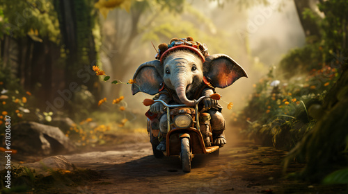 baby Elephant riding a bike or bicycle