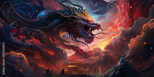 Stunning Dragon Year background commemorating the vibrant traditions and symbolism of the Chinese zodiac