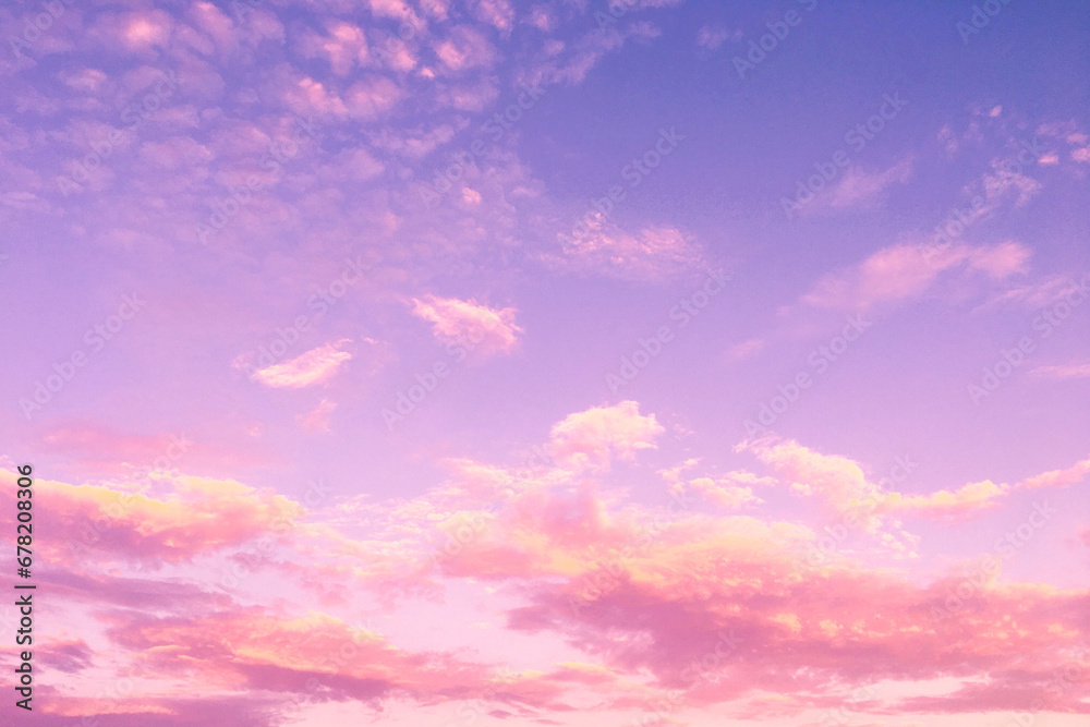 Background of purple sky and bright pink clouds.
