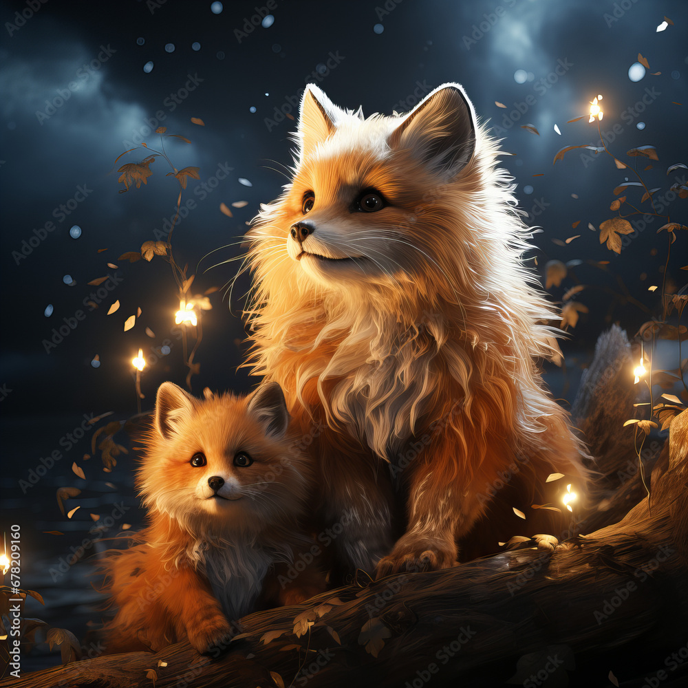 Enchanted evening for a fox pair in love