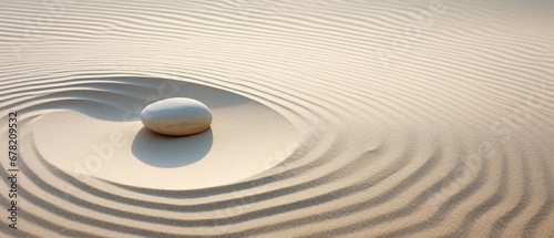 Mindful Harmony: Stone Resting in Circles on the Sandy Shore